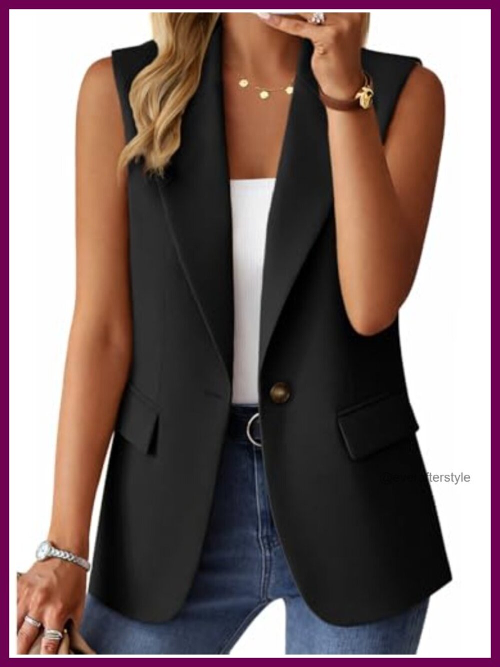 Women's Sleeveless Open Front Blazer Vest Lightweight Fully Lined
